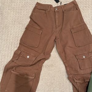 High waist wide leg cargo pants